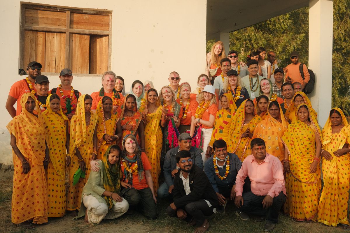 Group scene of people visiting community in Nepal