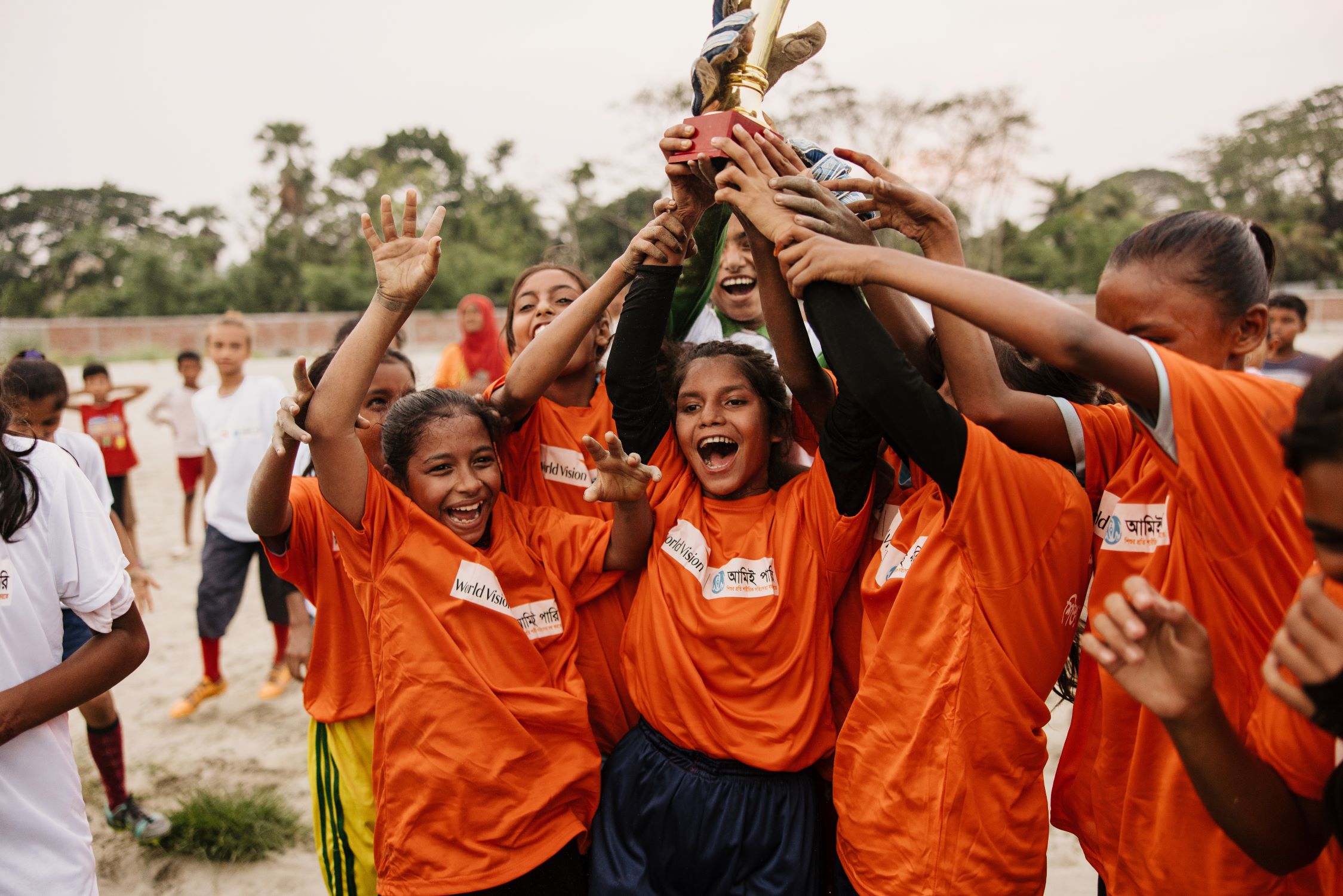 Bangladesh girls celebrating football victory