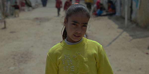 Nour, a 10-year-old Syrian refugee in Lebanon.