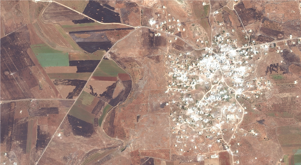 Satellite image of Idlib, Syria shows destruction caused by the war