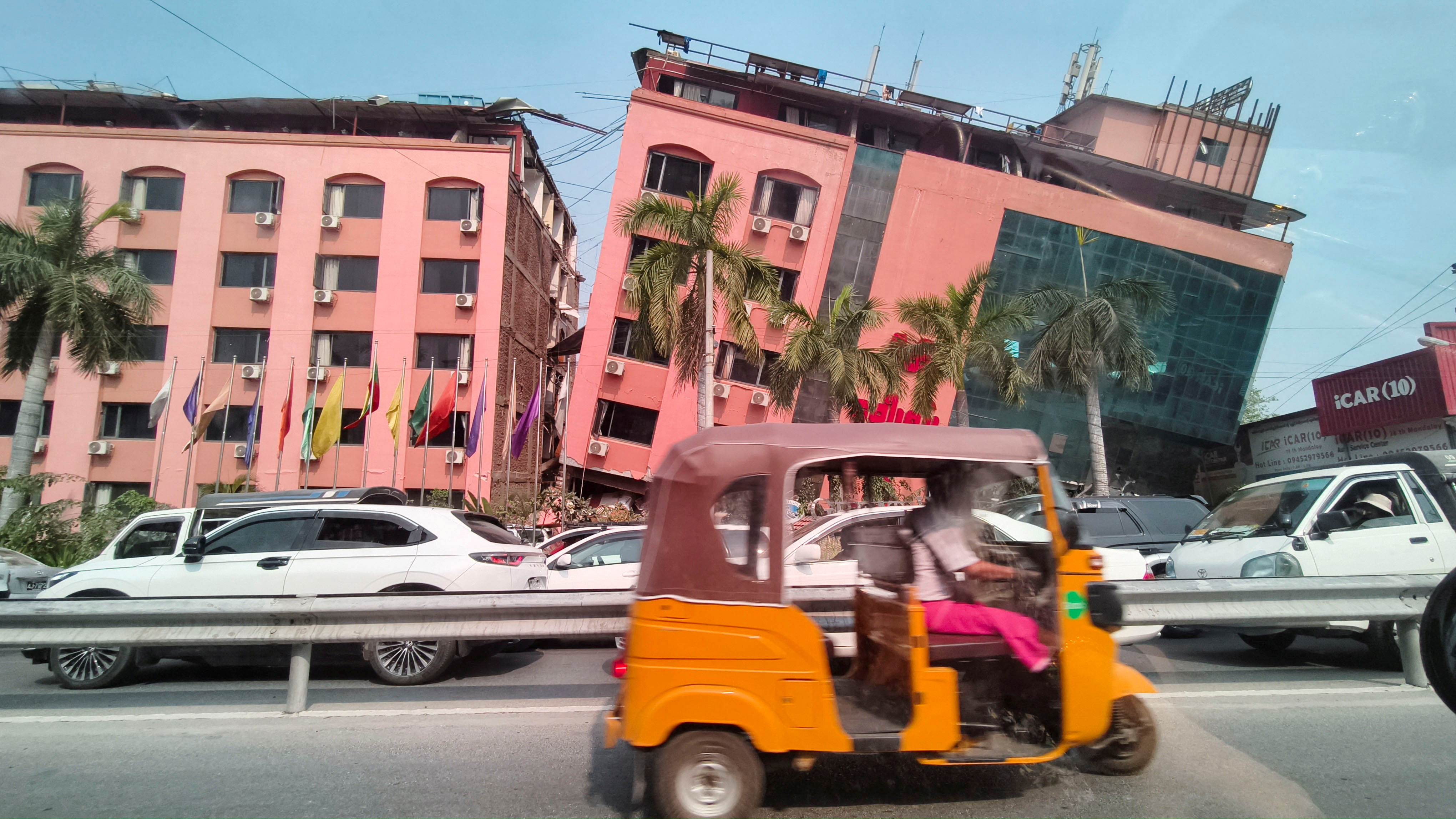 A building in Myanmar collapses after the earthquake
