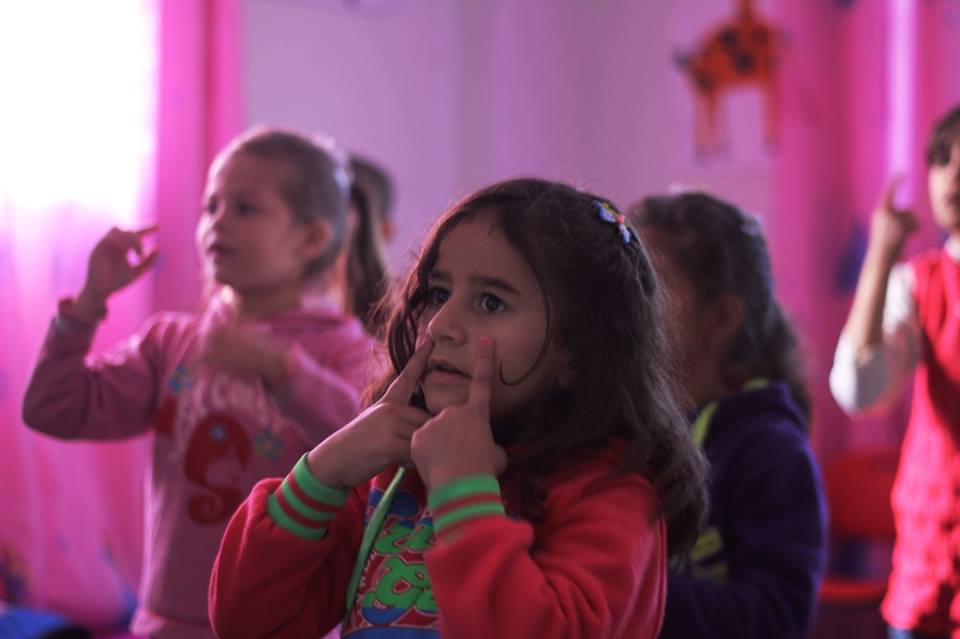 Children are learning to sing at one of Gaza's Child Friendly Space