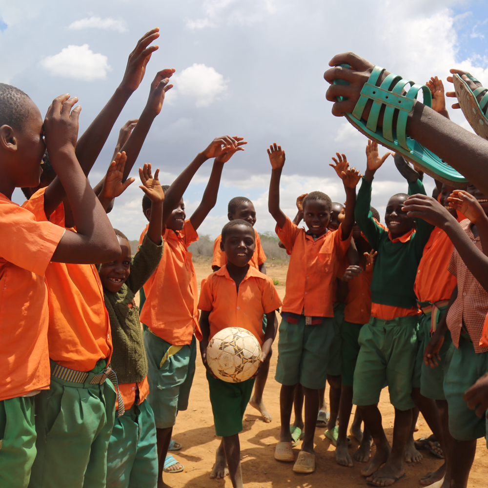 Children playing football