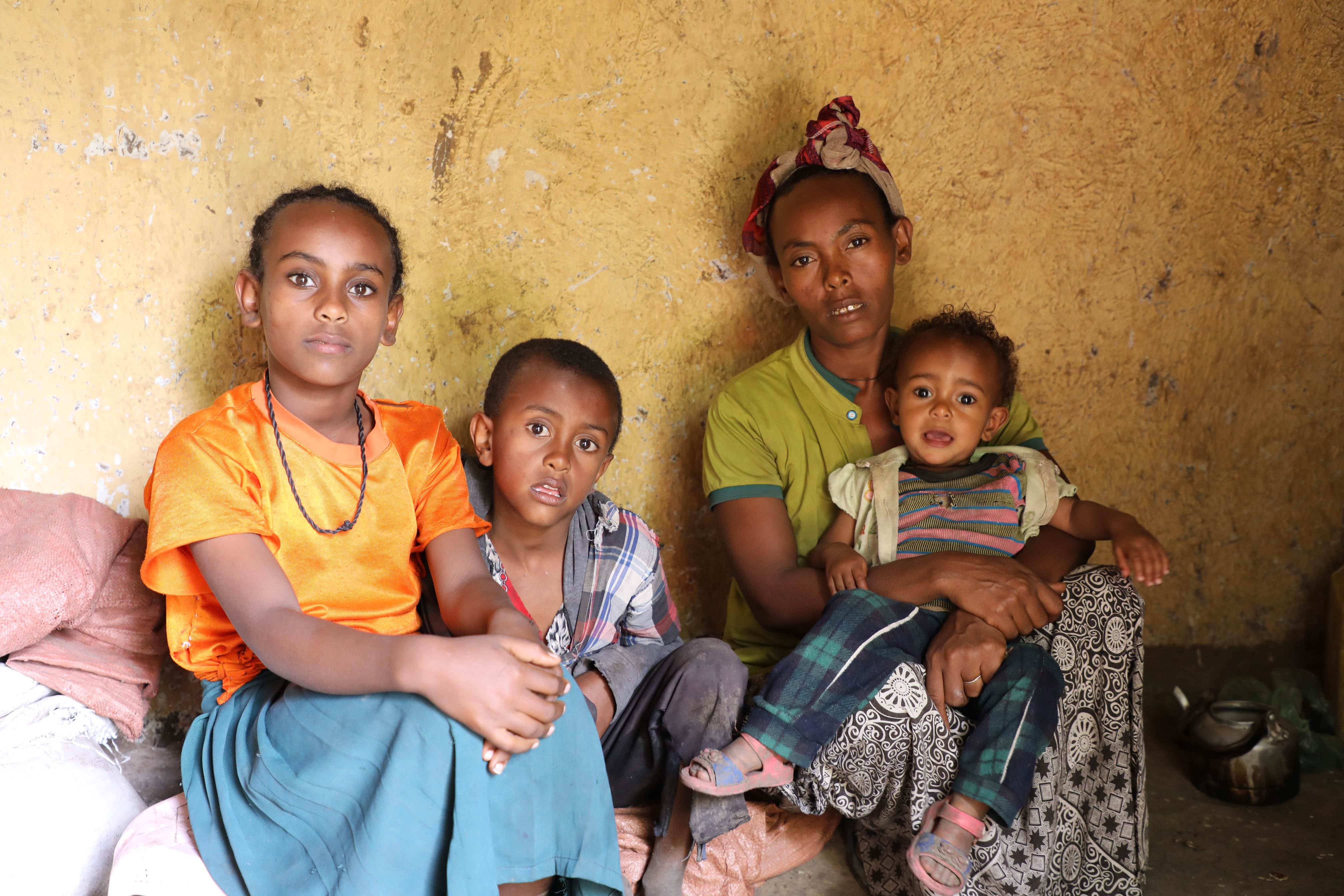 Family sit together in Ethiopia