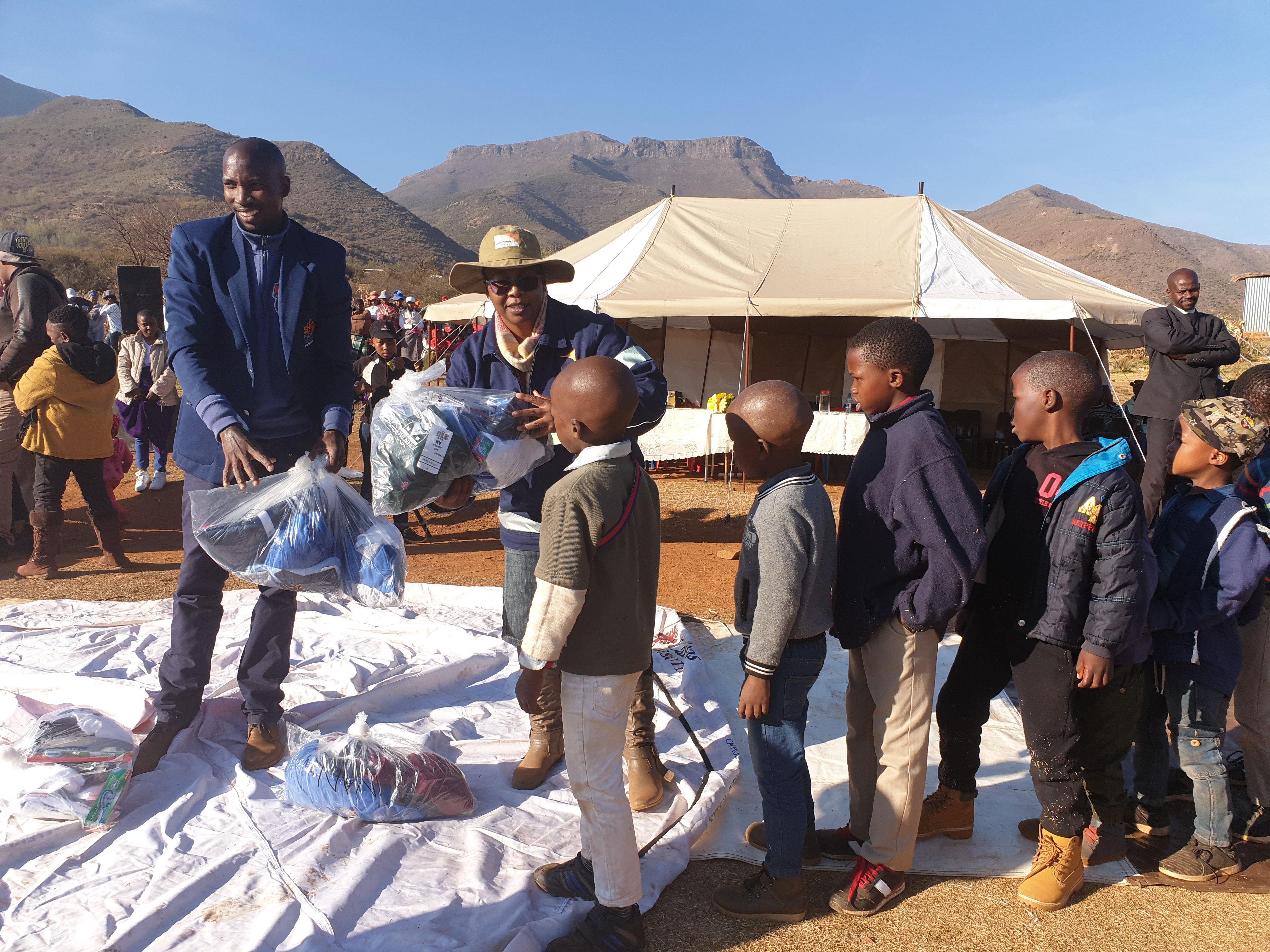World Vision Lesotho Matlameng Area Programme distributed GIK towels to school children to help keep them warm and brave the cold to school.