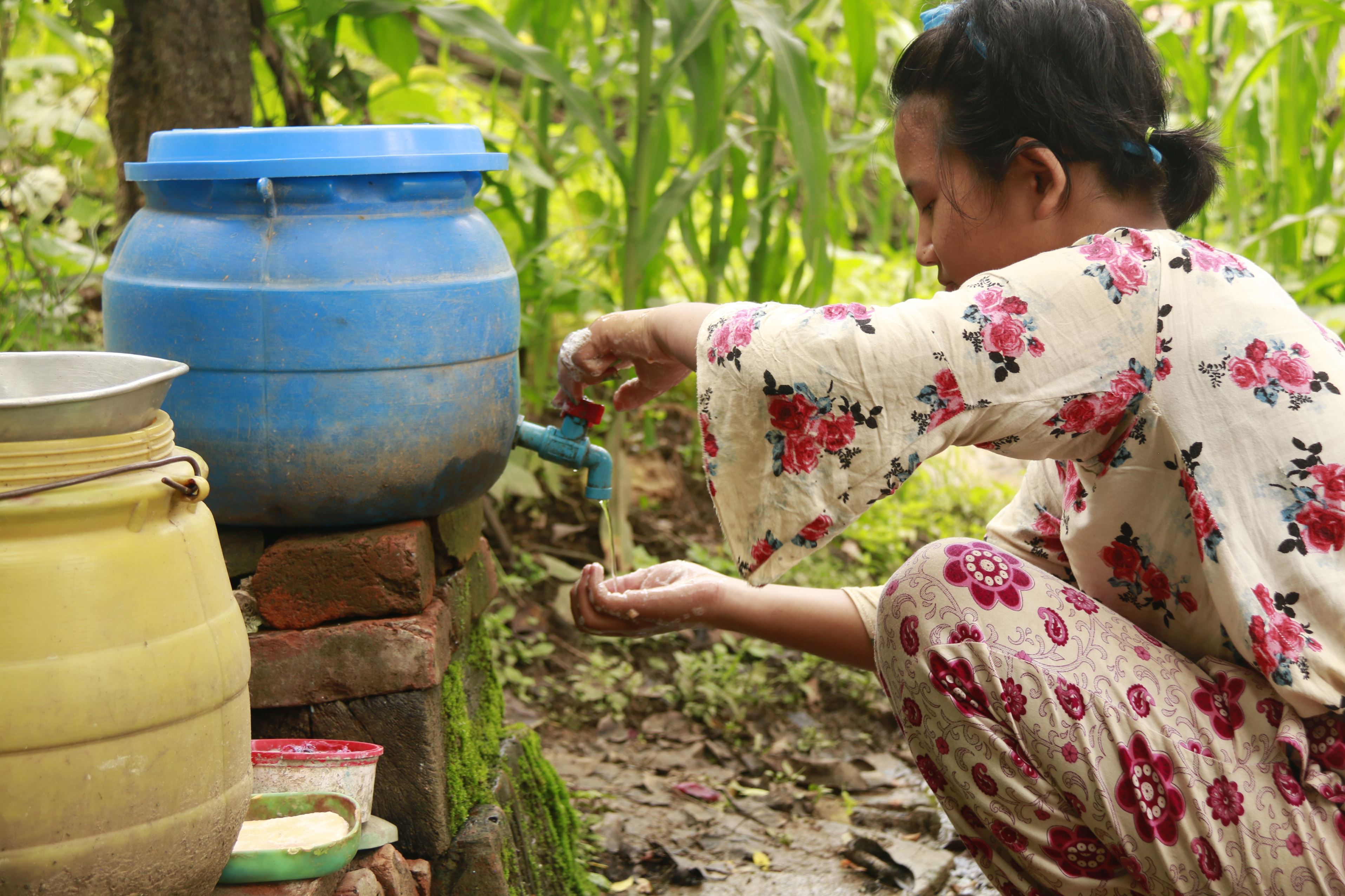 Child washing hands