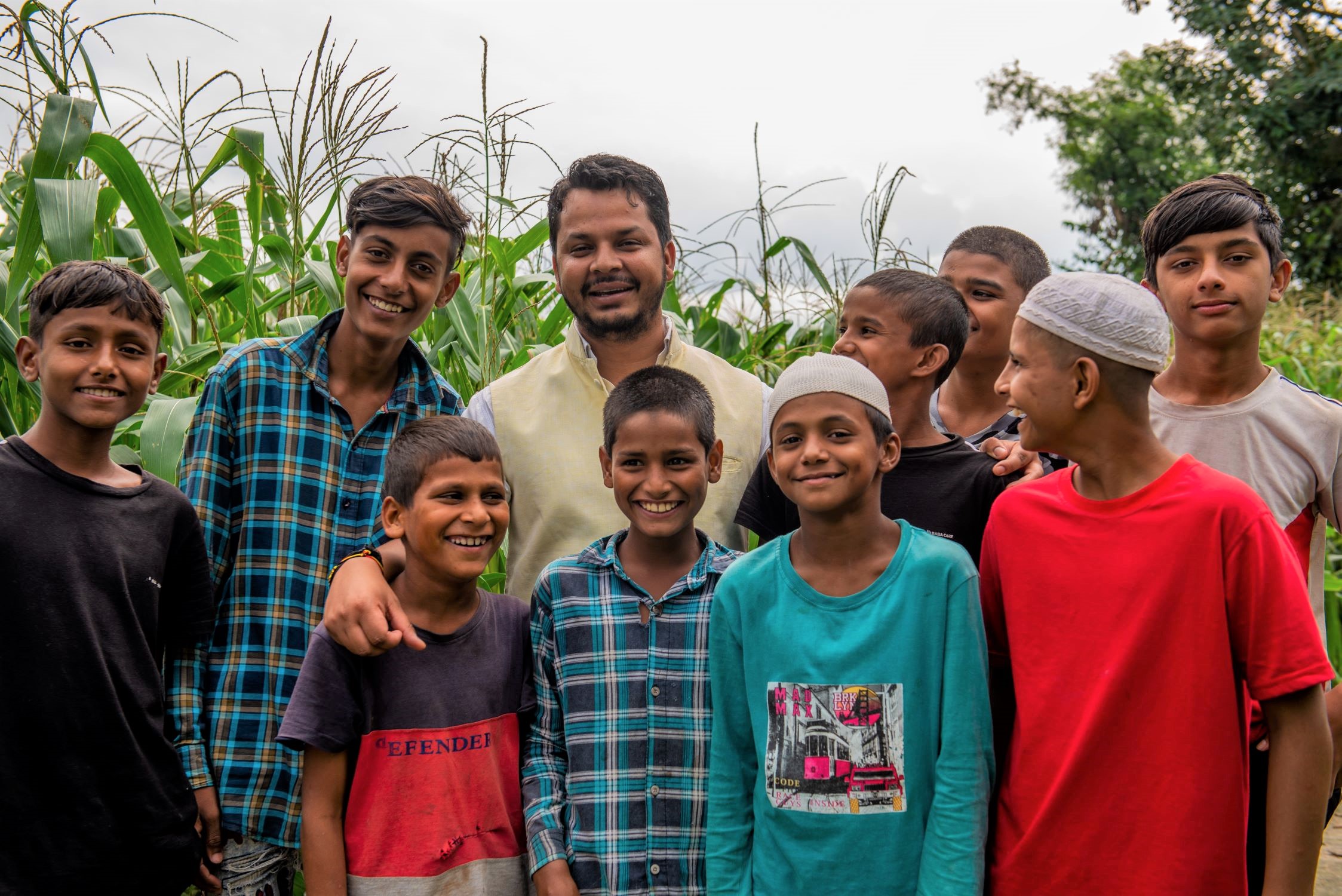 Neeraj with children from his village