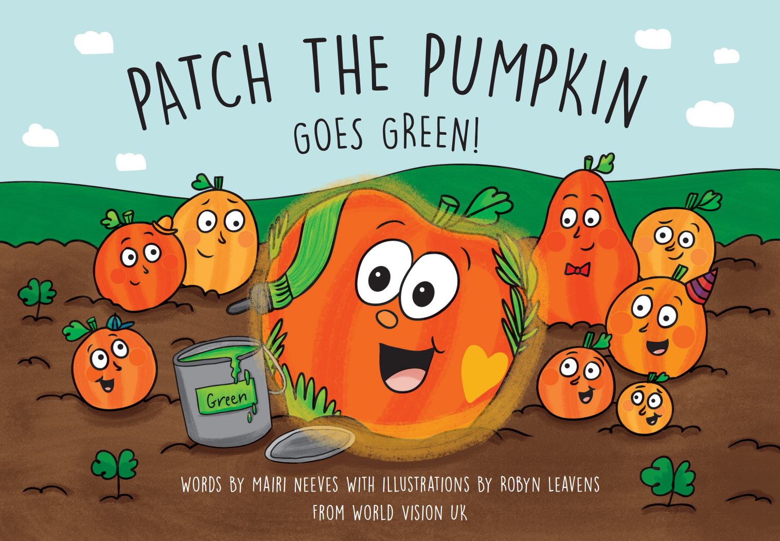 The cover for the storybook - Patch the Pumpkin Goes Green