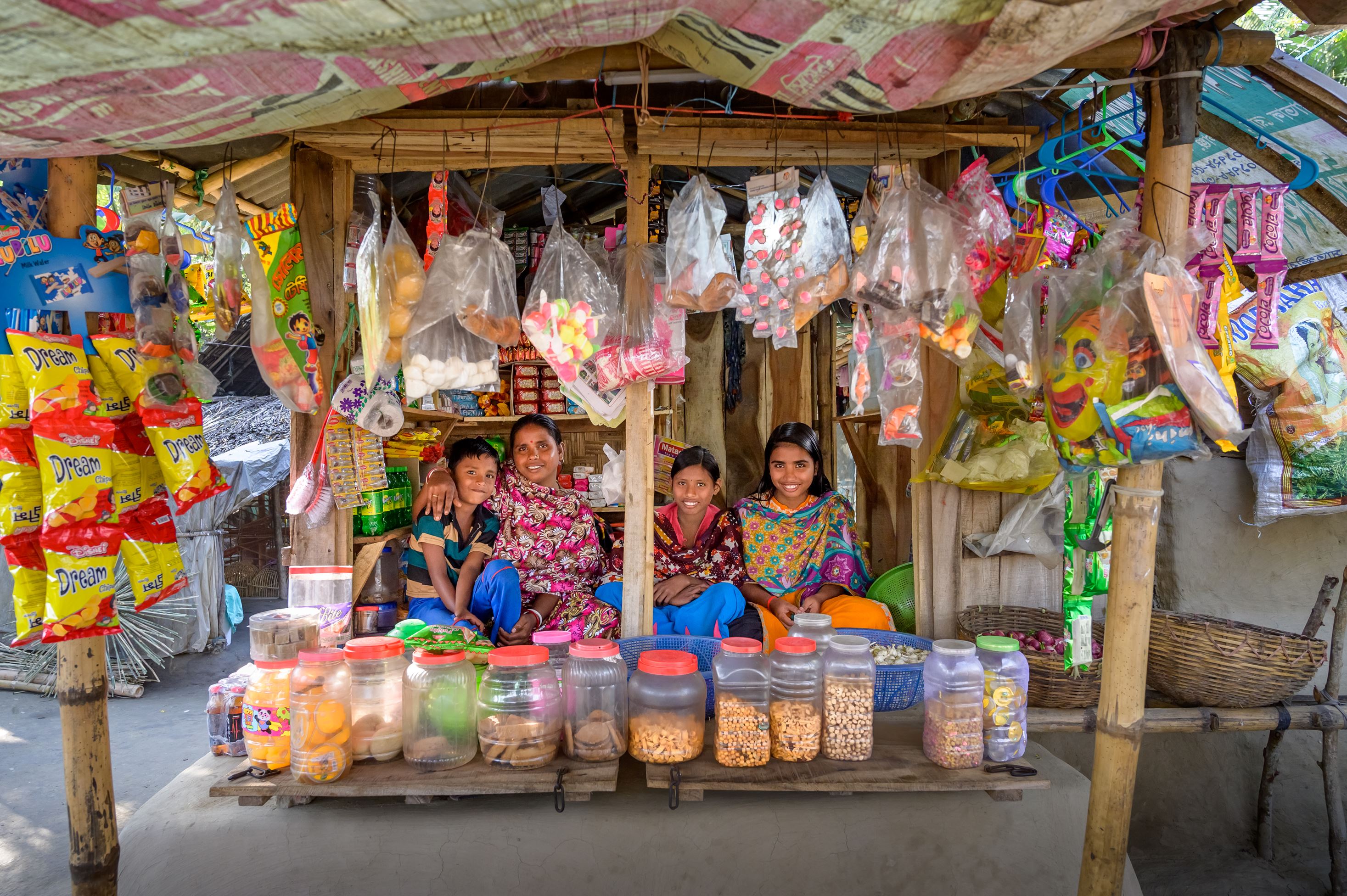 Shabitri used her World Vision training and startup money to establish a bamboo weaving business and a small grocery shop.