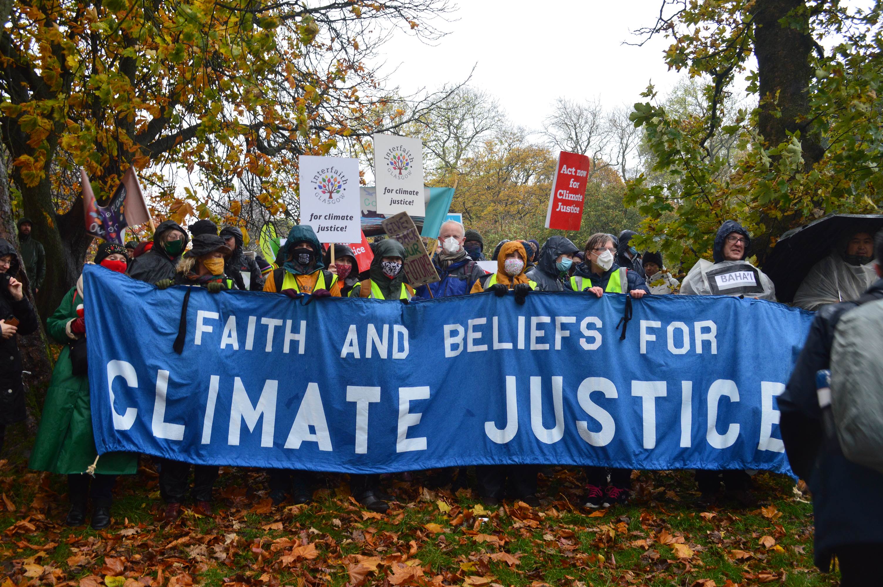 A banner promoting climate justice