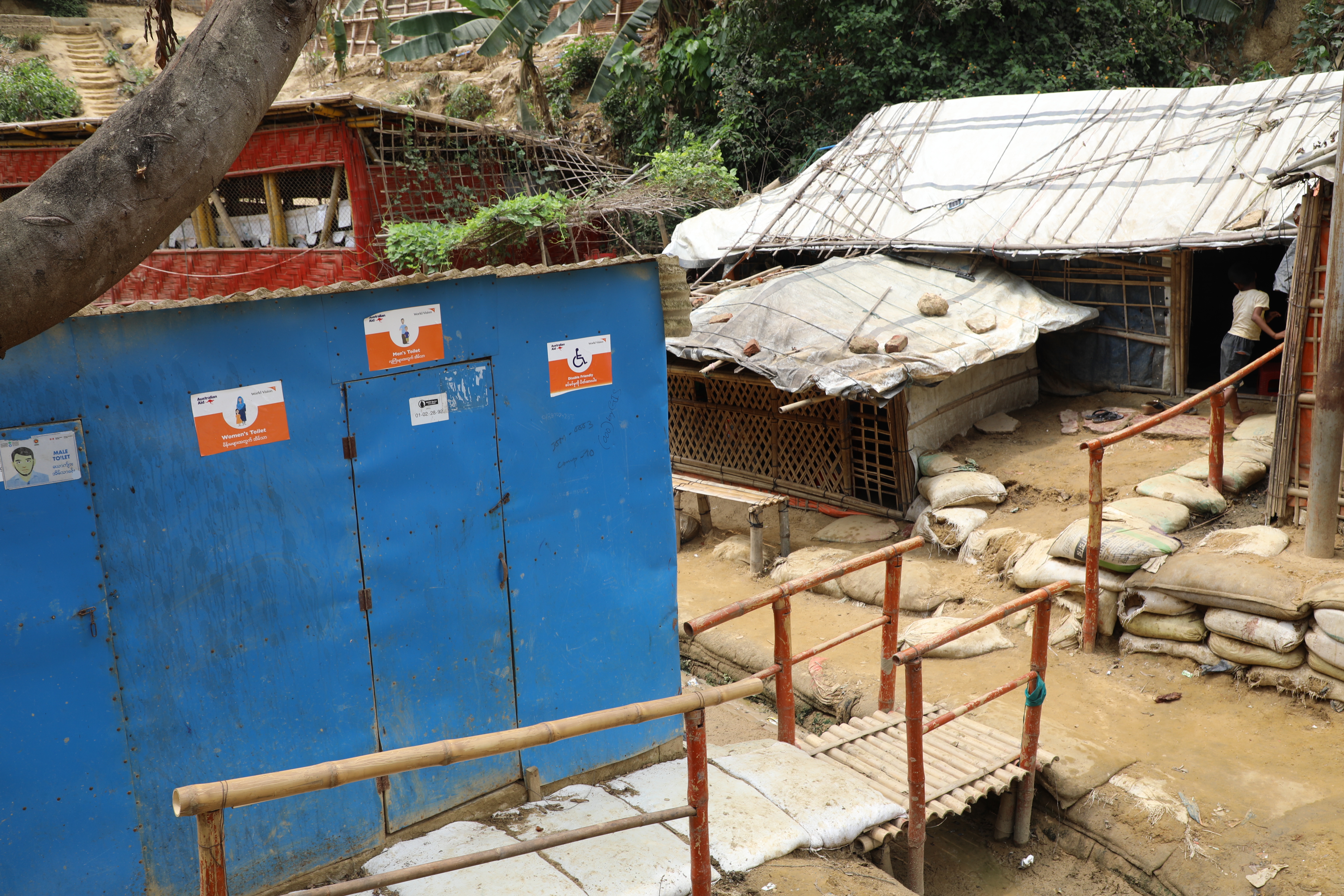 Handrails have now been built between from the door of their house to the toilets.