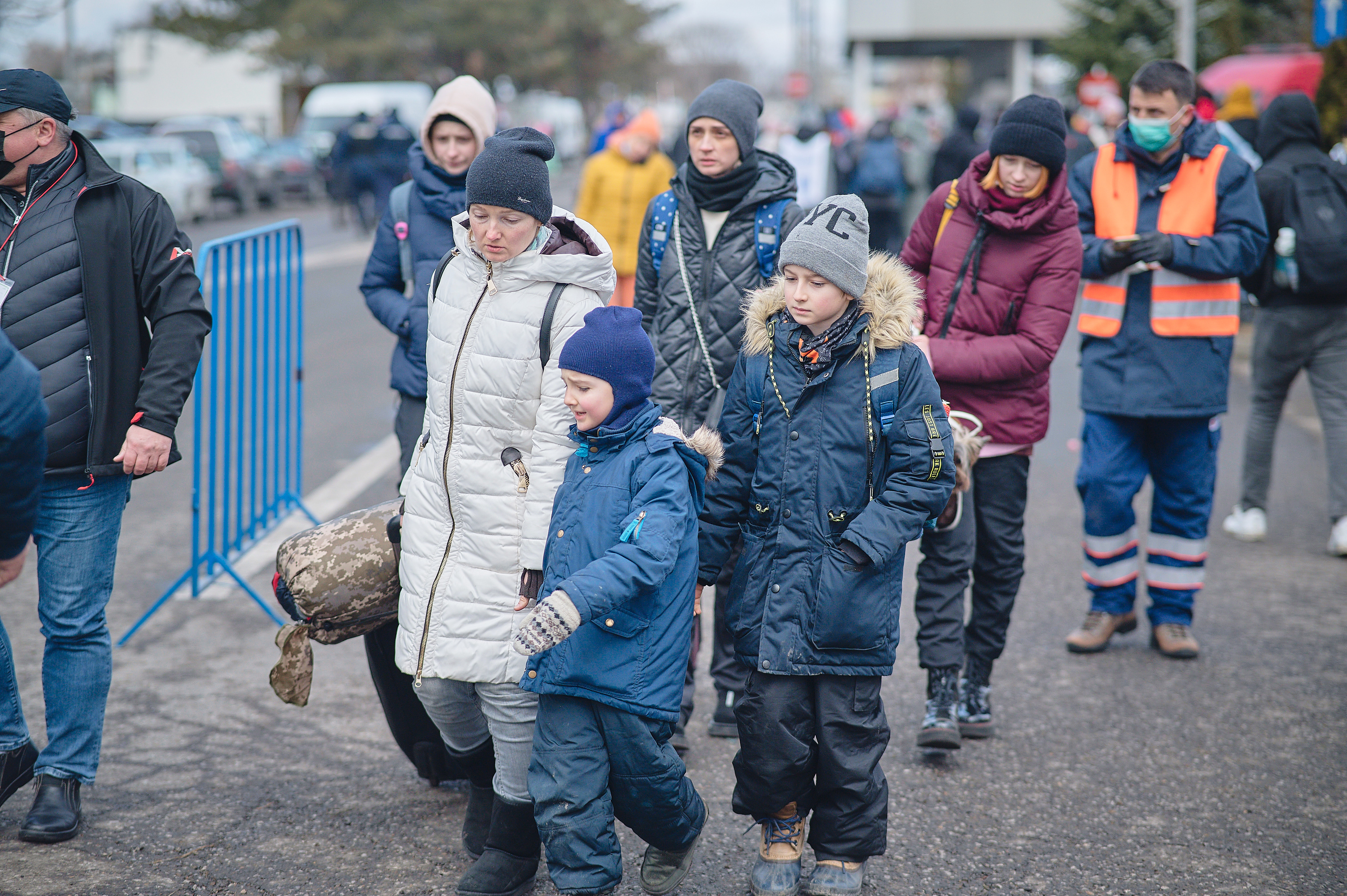 Ukrainian refugee women and children
